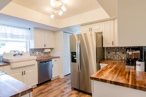 Kitchen, view from garage entry door