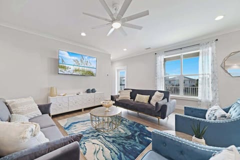 Large Living Room with plenty of seats and Smart TV