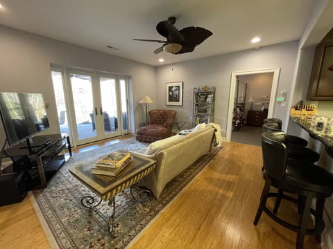 View of living & bed room standing at interior door (locked from both sides).
