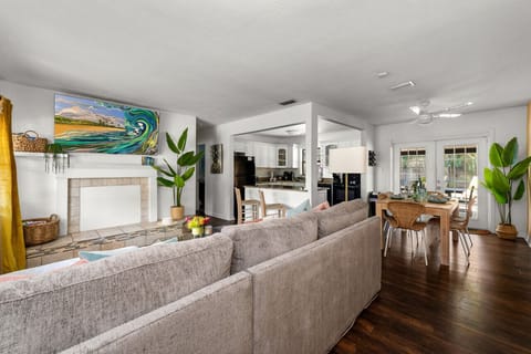 Experience the ultimate relaxation at our Airbnb in Seminole, Florida! #SeminoleFloridaGetaway #CozyLivingRoom #ArtisticVibes