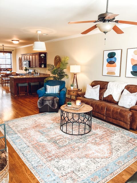 Living area open to spacious kitchen. Theater seating