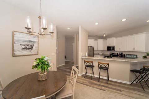 Dining area looking into the kitchen