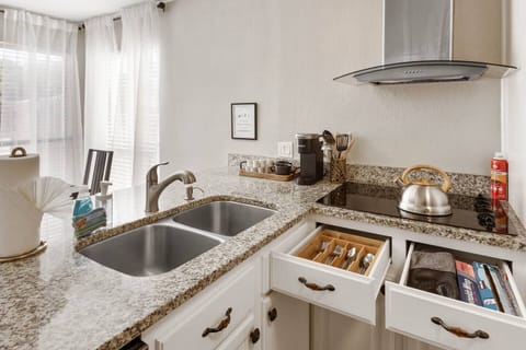 Kitchen essentials to help our stay feel more like home.