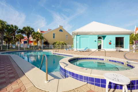 Our lovely community pool with hot tub and gym. 