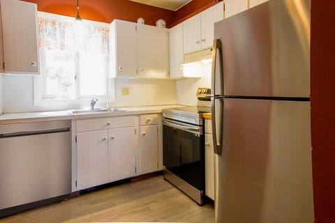 Kitchen with stainless steel appliances