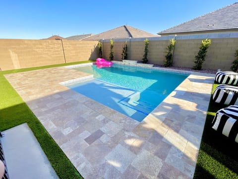 Brand New Custom Built Resort Backyard Pool with Waterfall/ HUGE Baja Step