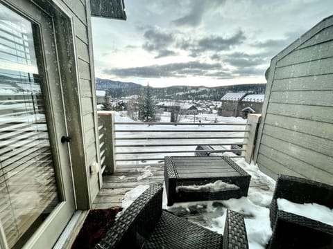 Front patio in winter. Cushions available for summertime :)