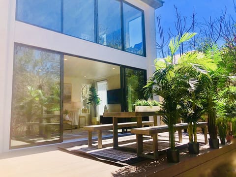 Enjoy dinner outdoors seating 8 people overlooking a huge backyard & creek.