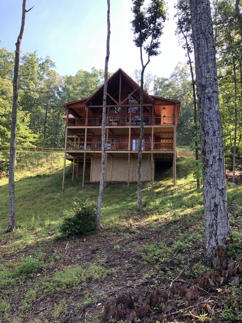 View of rear exterior from down the mountain