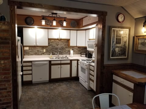 Dining room view of kitchen.