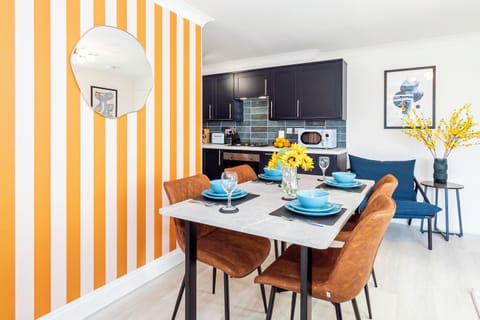 Large table with plenty of space for four.