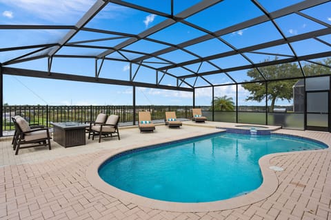Extended pool deck. We have an additional 480 sq. feet of pool deck to enjoy (compared to most all other homes in the community).