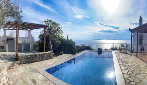 Stunning westerly view over the Aegean with a beautiful outdoor kitchen