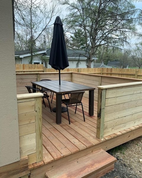 New deck for outdoor dining.