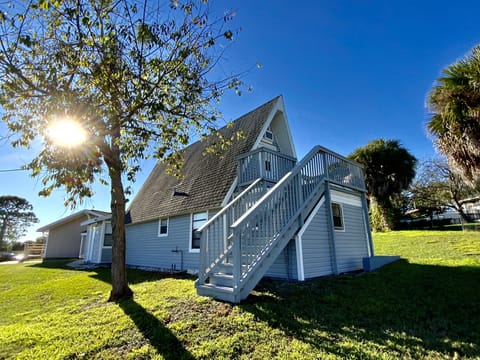 Staircase to the deck/balcony off the loft
