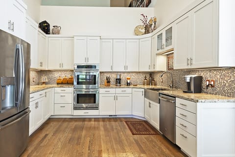 Fully stocked gourmet kitchen, perfect for cooking large family meals.