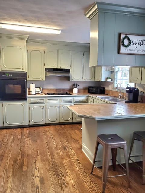 View of kitchen from den.