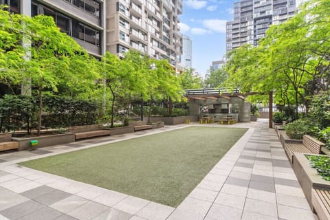 The award winning spacious garden roof top area complete with BBQ`s, seating and walking paths to the level 6 Gym and Indoor pool.