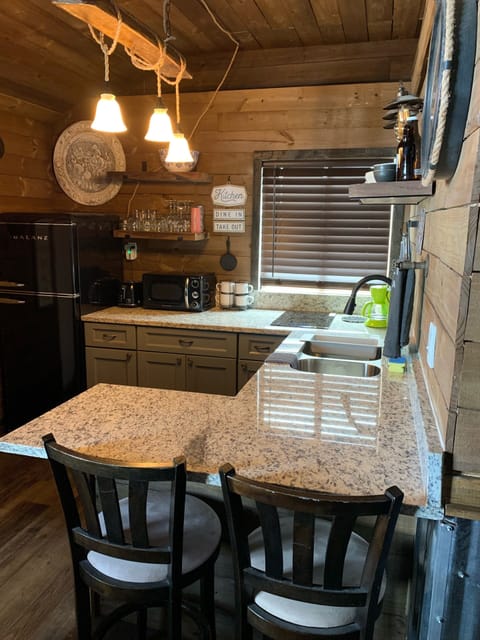 Dining area with two seats table height