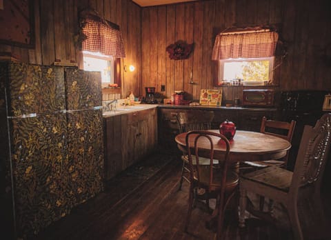Kitchen with double short double fridges for first and second breakfast. 