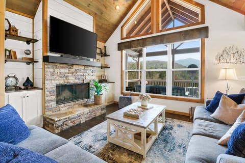 Vaulted ceiling enhance the space and comfort of this modest cabin. 