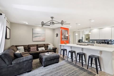 Living room and the kitchen Island