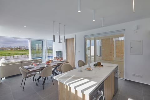 Kitchen with island with seating for an extra 2 people