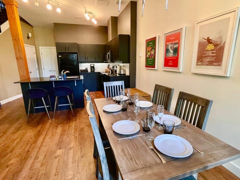 Looking back into the kitchen from the dining room table