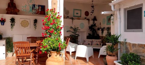 Part of the patio is covered so you can sit in the shade and use it in the rain