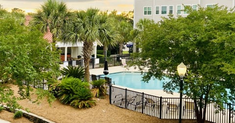 View of pool from balcony