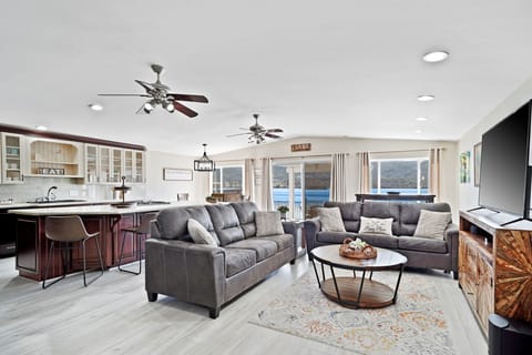 Open concept living room and kitchen space perfect for entertaining