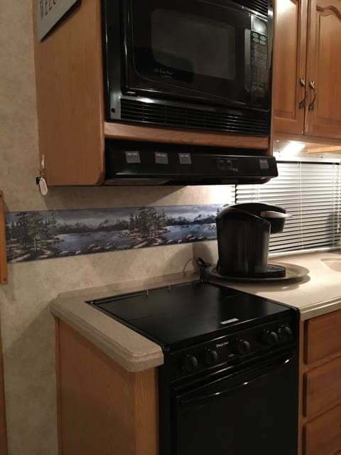 Microwave, stove and oven