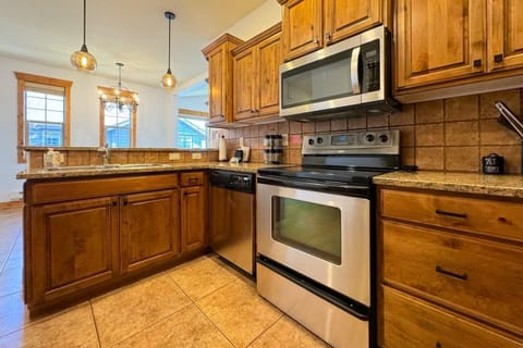 A robust set of cookware makes just about any meal possible in this kitchen.