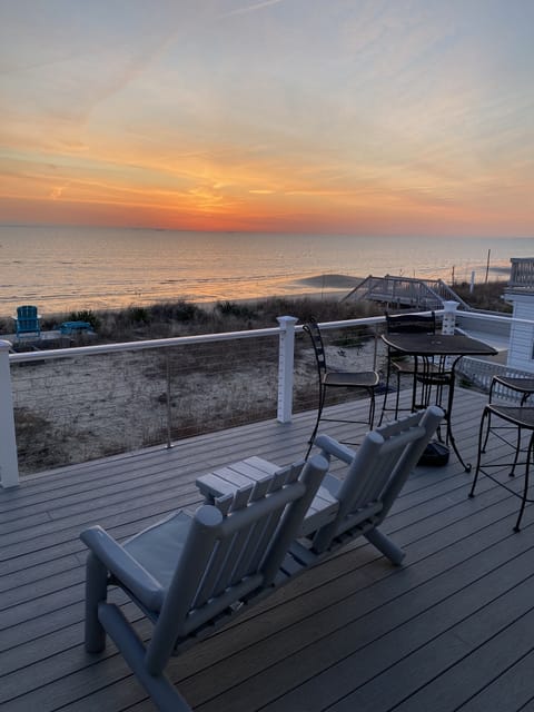 Large deck at sunrise