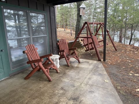 Lakeside patio under deck.