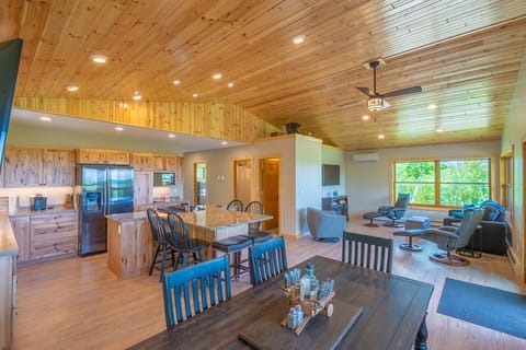 Upstairs kitchen, Dining area, and living space