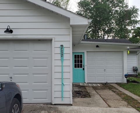 The blue door is where your vacation begins. 