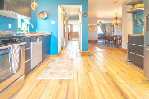 The kitchen comes complete with stainless steel appliances