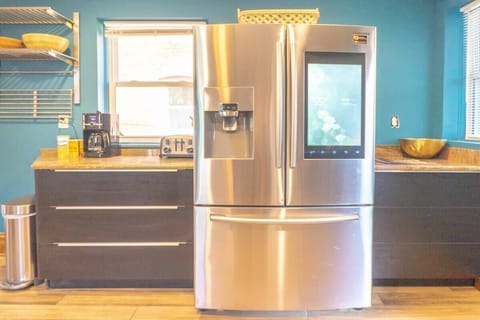 A coffee station is ready for you to brew your morning pot