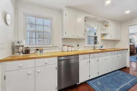 Spacious galley kitchen stocked with everything you need for meals at home. Six Depot fresh coffee beans provided!