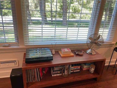 Listen to some tunes on the record player.  Some albums are there for you to enjoy!