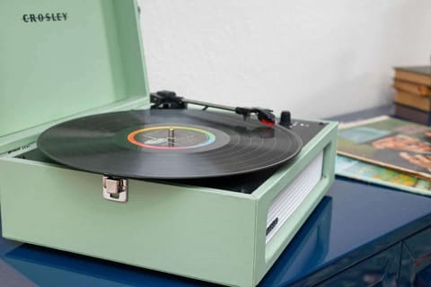 Our turn table is also a Bluetooth speaker.