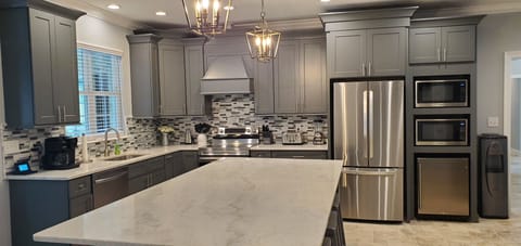Upscale kitchen with all top of line appliances.