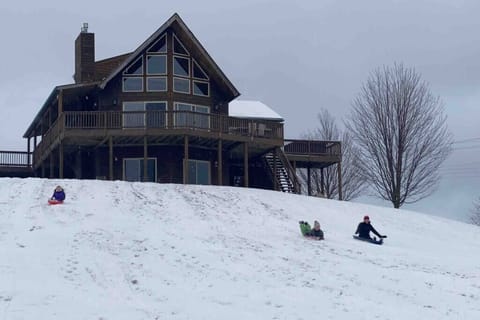 Sunset Mountain Chalet has an awesome sledding hill!  (Snow not guaranteed!)