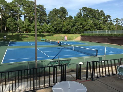 Free use of professional racquet club, gym and heated lap pool.