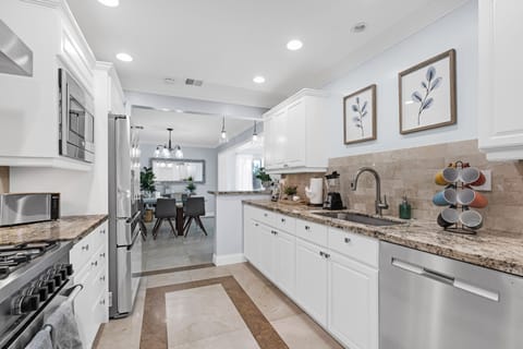 View of the dining table from the kitchen.