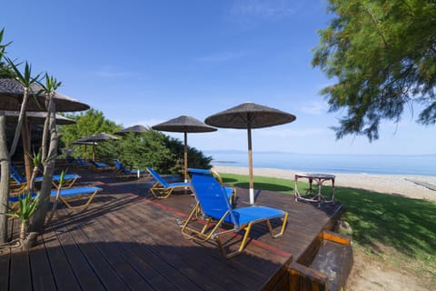 Analipsi beach with sunbeds