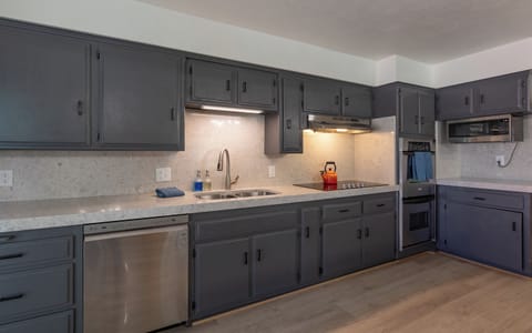 Kitchen has all the basics needed for your stay