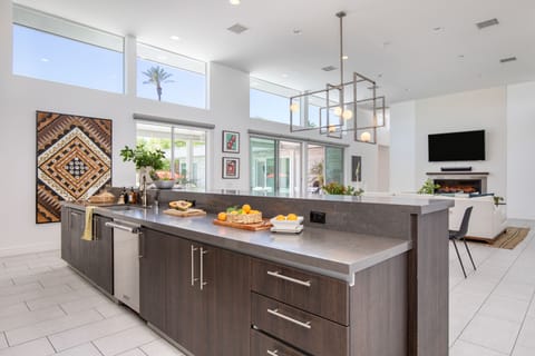 Fully-equipped chef's kitchen.