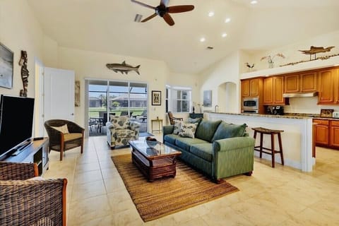 Living room and Kitchen. Master on one side and other two bedrooms on the other